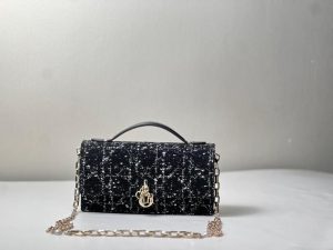 Dior Lady pearl clutch Genuine leather black